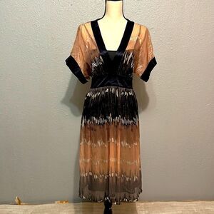 BCBGMAX AZRIA women’s silk kimono bell sleeve midi dress size S